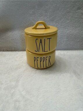 Rae Dunn by Magenta yellow ceramic salt and pepper cellar set